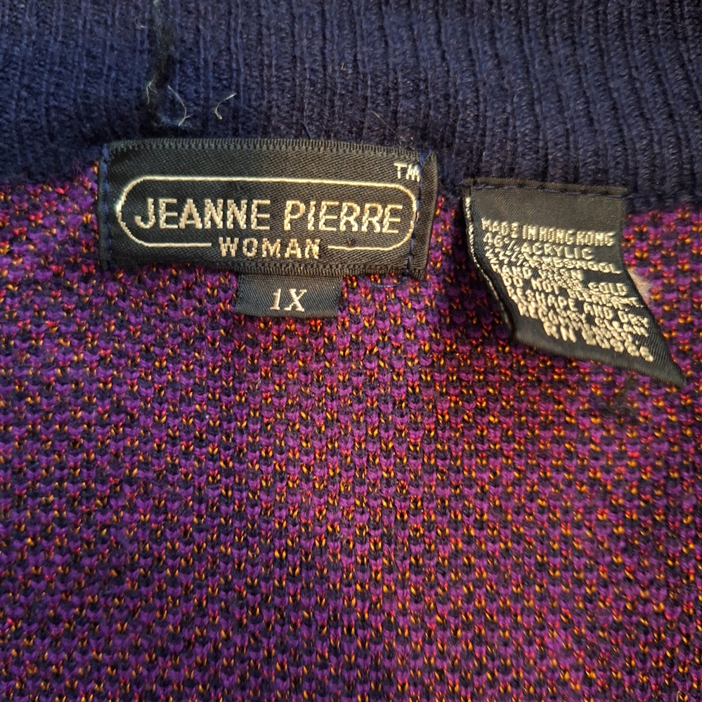 Vintage Jeanne Pierre Purple & Blue Cardigan Paisley Pattern - Picture 8 of 12